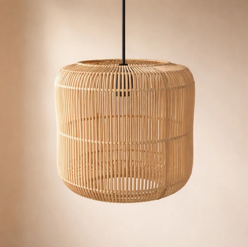 Suspension artisanale en rotin naturel