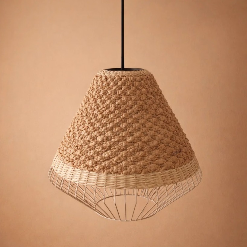 Suspension conique en fibres naturelles tressées