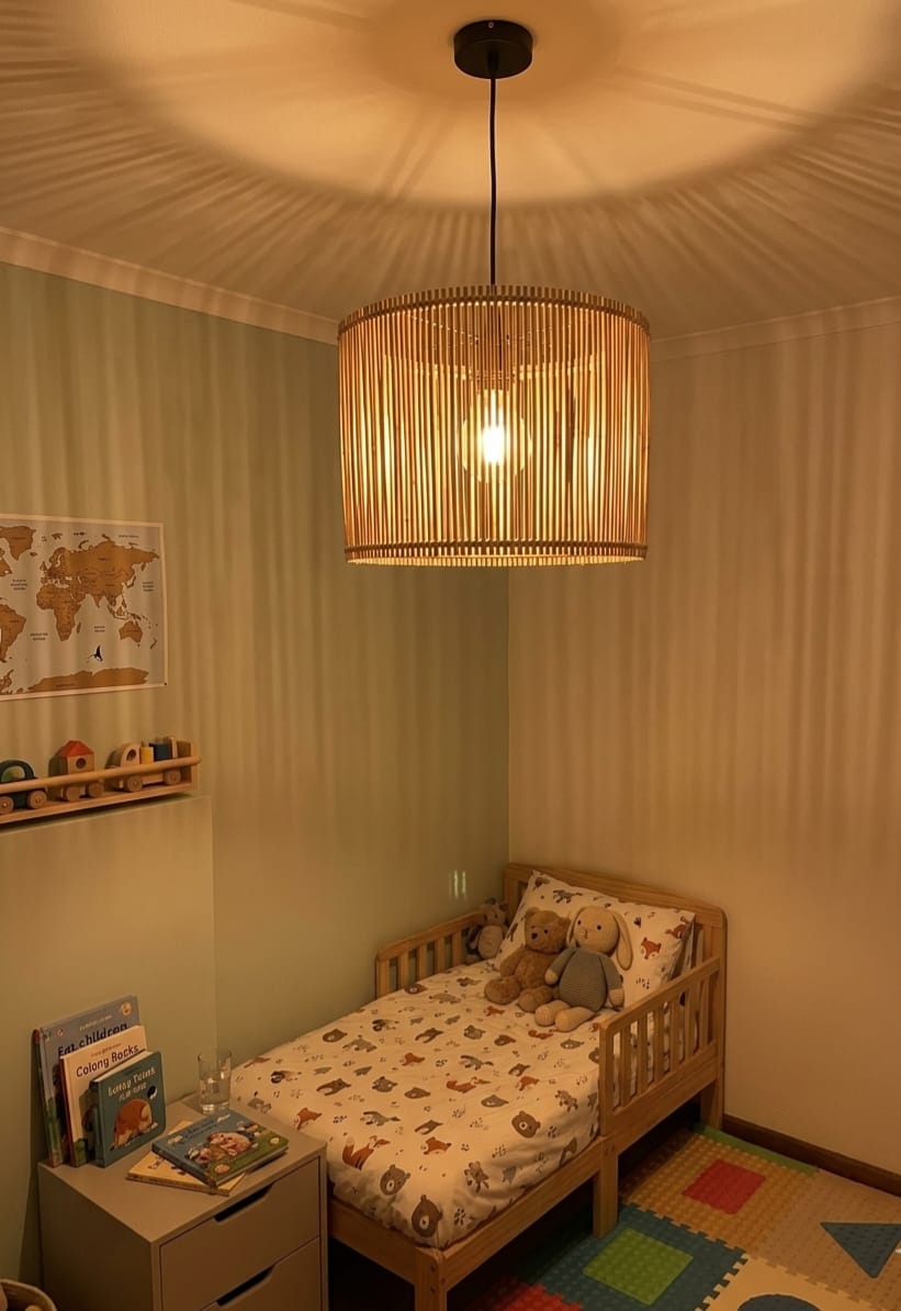 Suspension cylindrique en bambou naturel tressé